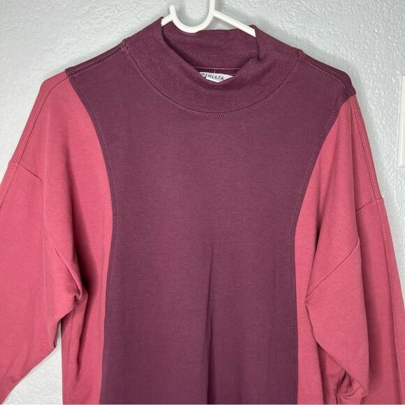 NWOT! Athleta Color Block Pink/Plumb Sweatshirt Loose Fit Women’s Size Small - Picture 4 of 12